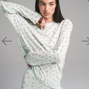 Skims Cloud Cherry Print Boyfriend Long Sleeve T-Shirt & Boxers Set - SM